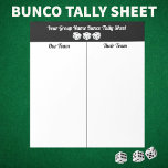 Simple Black White Bunco Dice Table Tally Notepad<br><div class="desc">Simple Black White Bunco Dice Table Tally handy score pad for your Bunco group. Simply tear off a sheet for each table. Modern look with three lucky white dice all ready to roll!</div>
