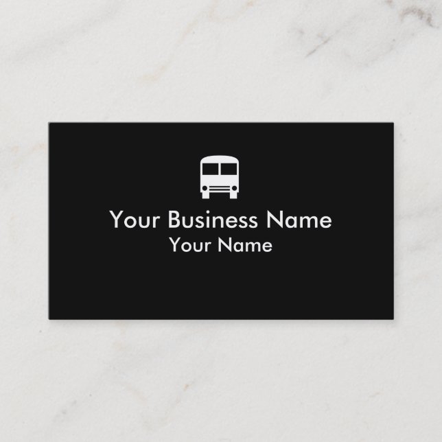 Simple black white bus symbol business cards (Front)