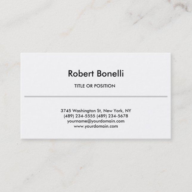 Simple Black White Business Card (Front)