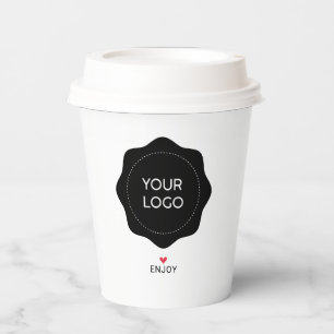 Simple Black & White Business Logo Custom Paper Cu Cups