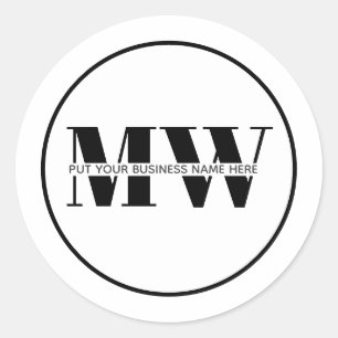 Simple Black & White Business Monogram Custom Logo Classic Round Sticker