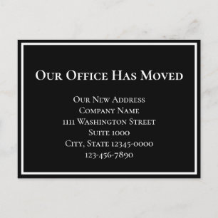 Simple Black White Business Moving Announcement Postcard