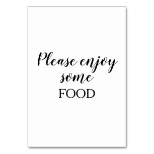 Simple Black White Calligraphy Food Label Table Number