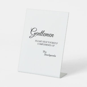 Simple Black White Calligraphy Gentlemen Bathroom Pedestal Sign