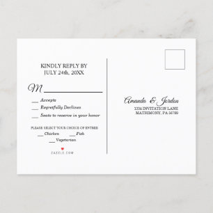 Simple Black White Calligraphy Response Postcard