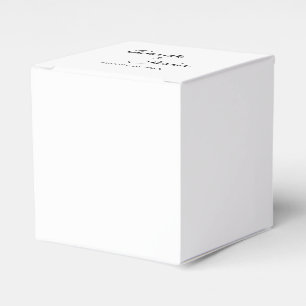 Simple Black White Calligraphy Square Favour Box