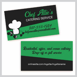 simple black white chef hat herbs cooking business card
