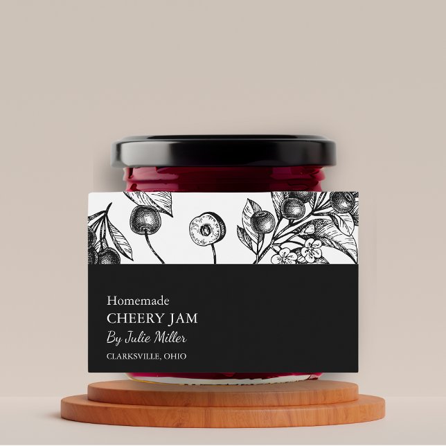 Simple Black & White Cherry Jam Label (Creator Uploaded)