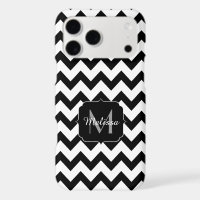 Simple black white chevron pattern lines Monogram