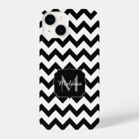 Simple black white chevron pattern lines Monogram