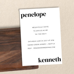 Simple Black White Chic Modern Wedding All In One Invitation