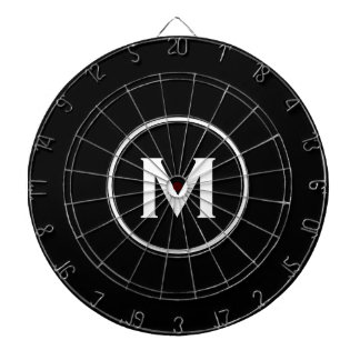 Simple Black White Classic Monogram Dartboard