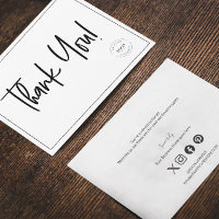 Simple Black White Company Logo Social Thank You