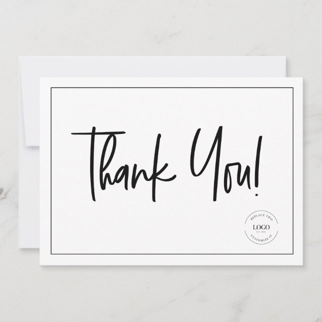 Simple Black White Company Logo Social Thank You  Invitation (Front)