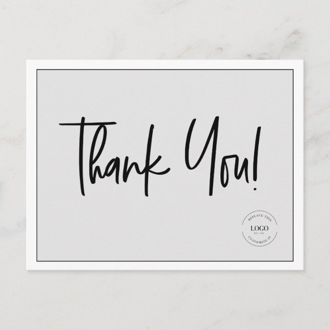 Simple Black White Company Logo Social Thank You  Postcard (Front)