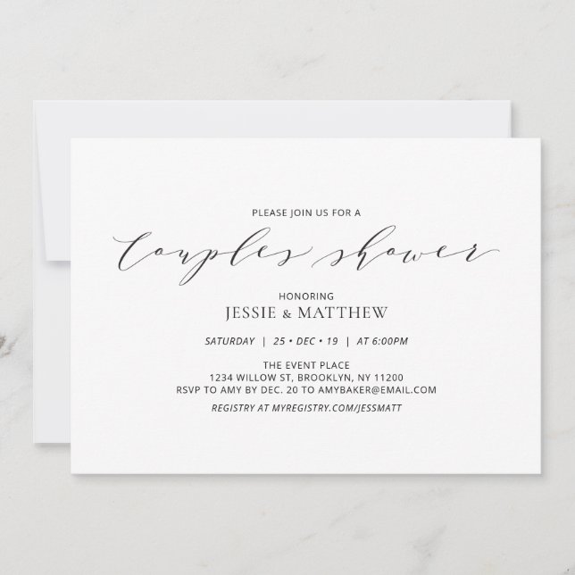 Simple Black & White Couples Wedding Shower Invita Invitation (Front)