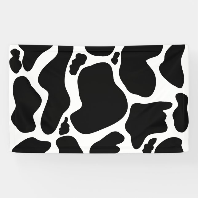 Simple Black white Cow Spots Animal Banner (Horizontal)