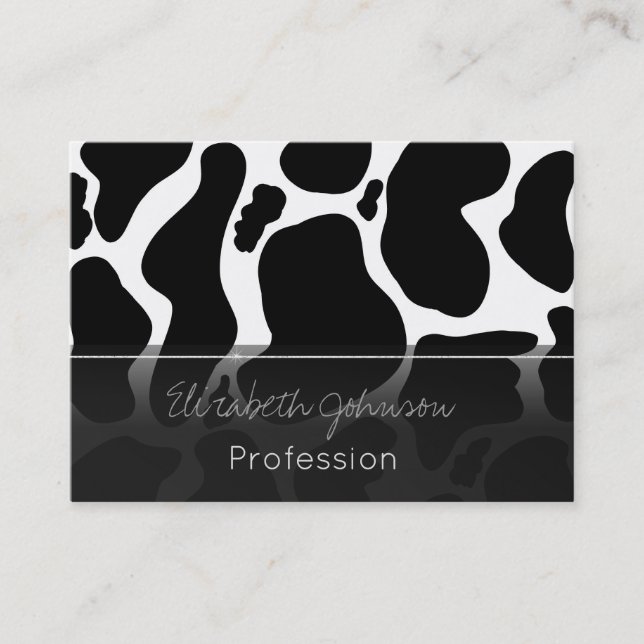Simple Black white Cow Spots Animal Business Card (Front)