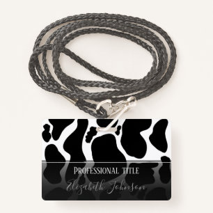 Simple Black white Cow Spots Animal ID Badge