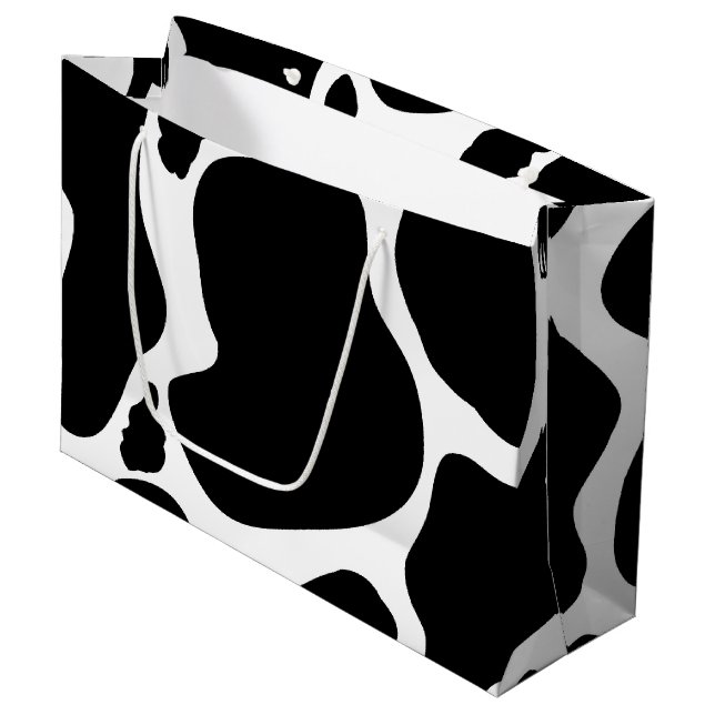 Simple Black white Cow Spots Animal Large Gift Bag (Front Angled)