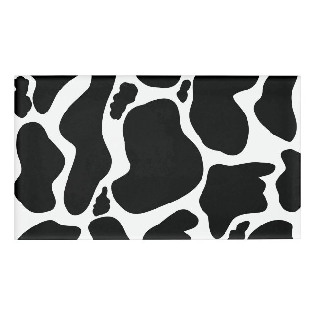 Simple Black white Cow Spots Animal Name Tag (Front)