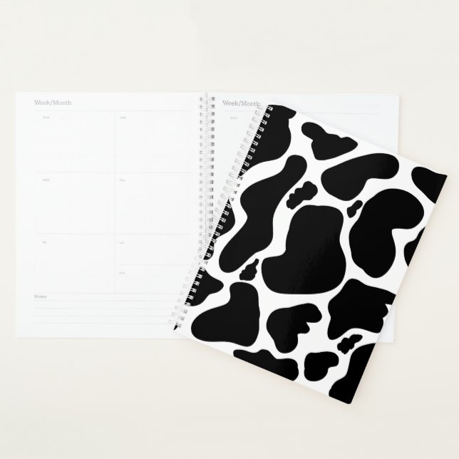 Simple Black white Cow Spots Animal Planner (Display)