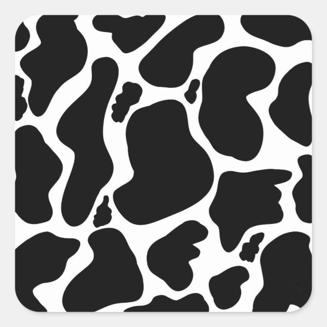 Simple Black white Cow Spots Animal Square Sticker (Front)