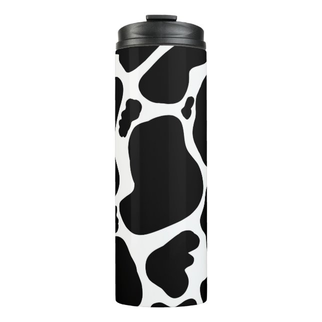 Simple Black white Cow Spots Animal Thermal Tumbler (Front)