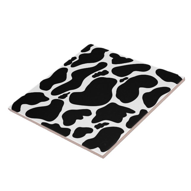 Simple Black white Cow Spots Animal Tile (Side)