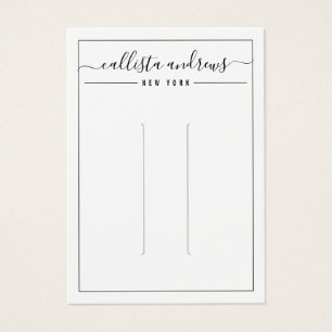 Simple Black White Cursive Hair Clip Display Card