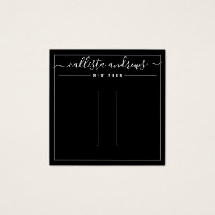 Simple Black White Cursive Hair Clip Display Card