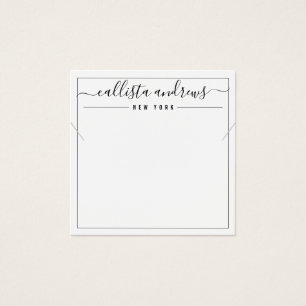 Simple Black White Cursive Necklace Display Card