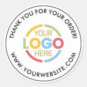 Simple Black White Custom Busines Logo Promotional Classic Round Sticker