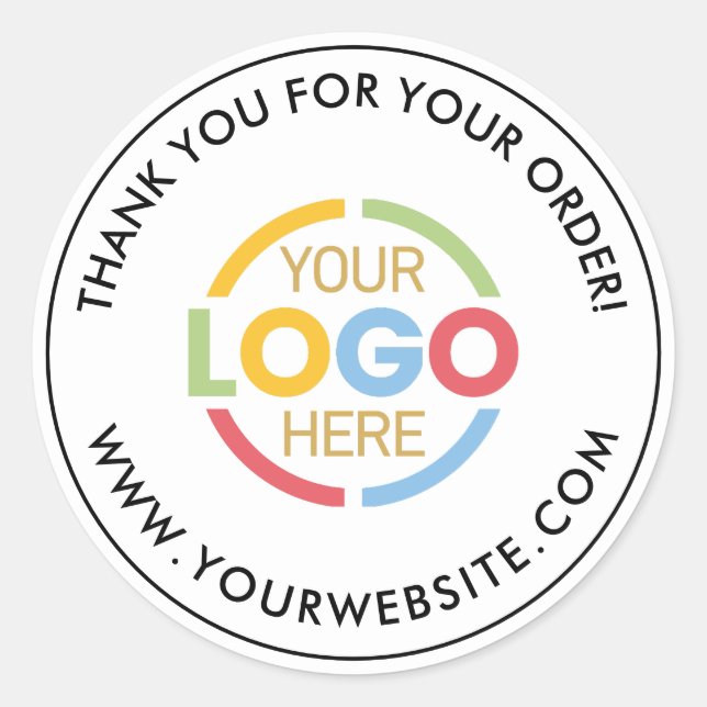 Simple Black White Custom Busines Logo Promotional Classic Round Sticker (Front)
