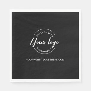 Simple Black White Custom Business logo website Napkin