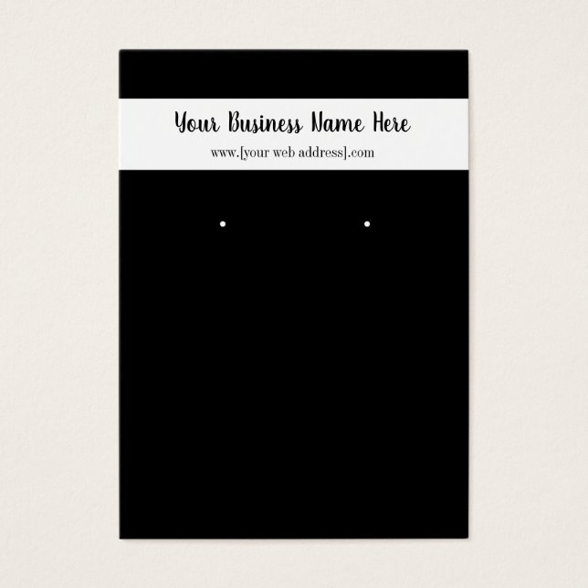 Simple Black White Custom Earring Display Card (Front)