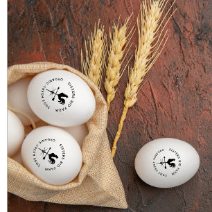 Simple Black & White Custom Name Farm Eggs  Rubber Stamp