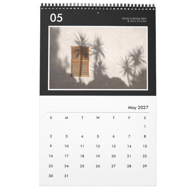 Simple Black & White Custom Photo 2023 Calendar (May 2027)