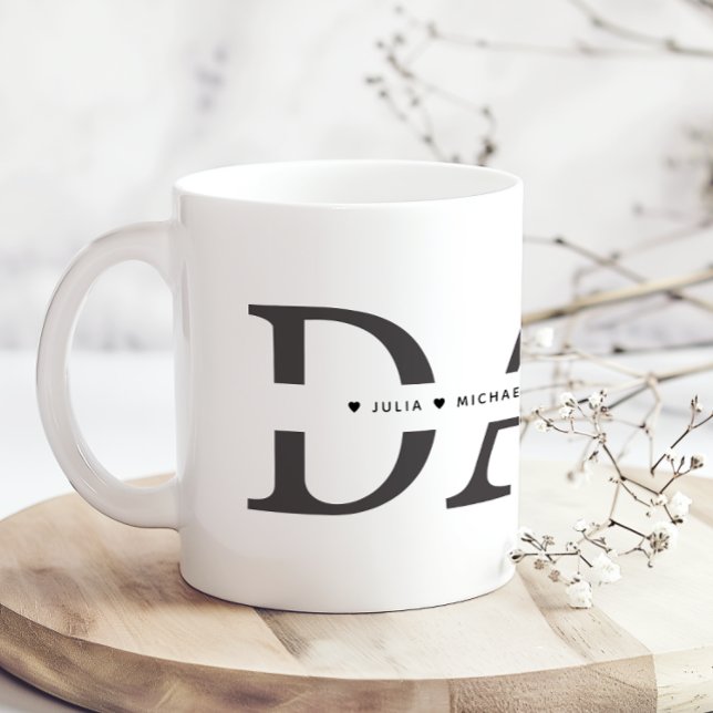 Simple Black White Dad Add Names Coffee Mug (Creator Uploaded)