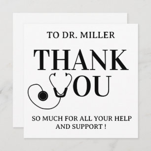 Simple Black & White Doctor Thank You Card