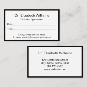 Simple Black White Doctors Office Appointment Card