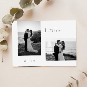 Simple Black & White Elegant Minimal Wedding Photo Invitation