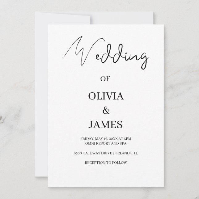 Simple Black & White  Elegant Minimalist  Invitation (Front)