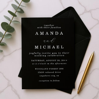 Simple Black & White Elegant Minimalist Wedding Invitation