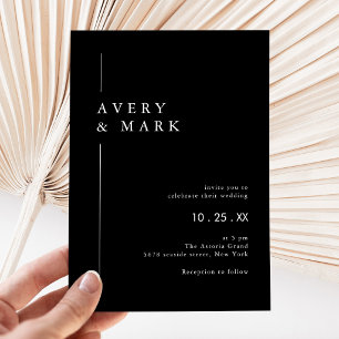 Simple Black & White Elegant Minimalist Wedding Invitation