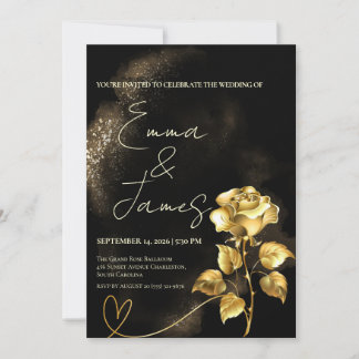 Simple Black & White Elegant Minimalist Wedding Invitation