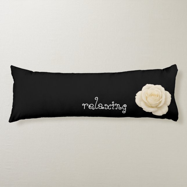 Simple Black & White Elegant Rose  Minimalist Body Cushion (Front)
