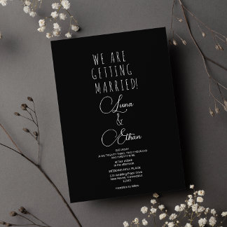Simple black white elegant typography wedding invitation
