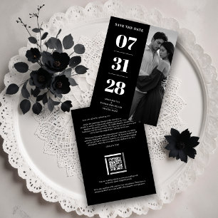 Simple Black & White Enchanting and Delicate Photo Save The Date