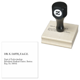 Simple Black &White Endocrinologist Doctor Address Rubber Stamp